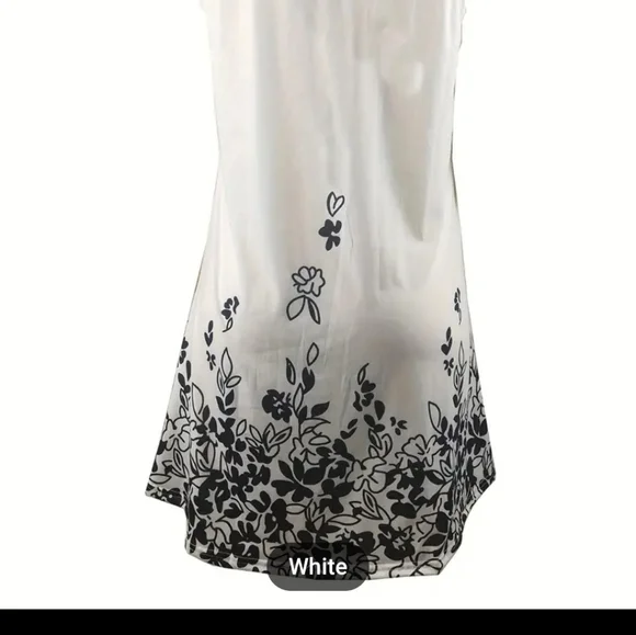 💢Sold💢Floral print white and black women's summer dress - Picture 2 of 10